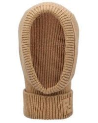 Fendi 'ff' balaclava with folded cuff and ribbed texture